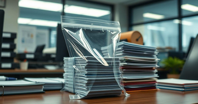 Sacos Zip Lock em Plástico para Organização de Documentos de Empresa