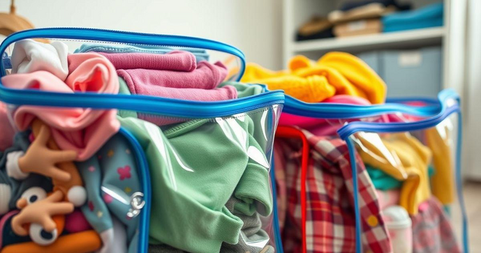 Sacos zip para roupa infantil que facilitam a organização